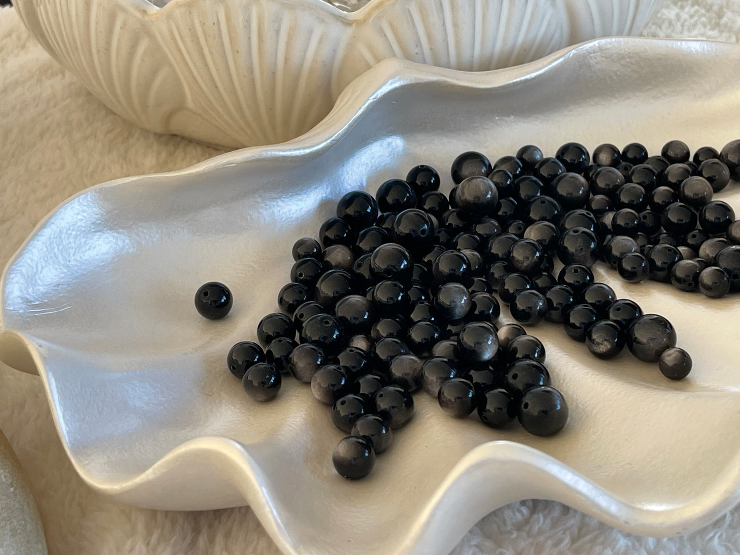 Silver Sheen Obsidian Bead