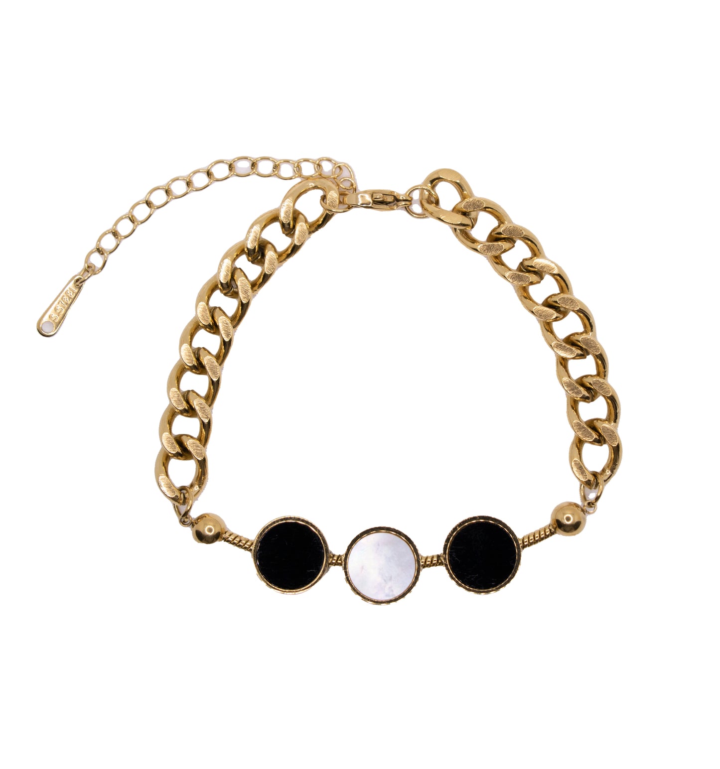 Electroplated Titanium Steel Versatile Bracelet – Black & White Round Design