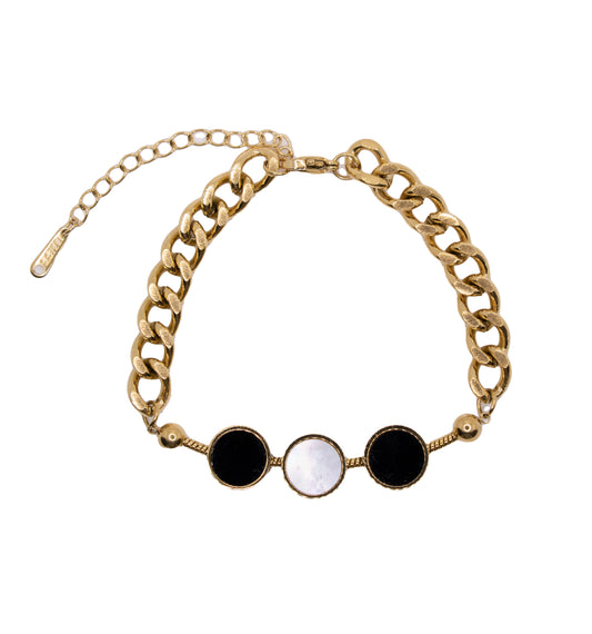 Electroplated Titanium Steel Versatile Bracelet – Black & White Round Design