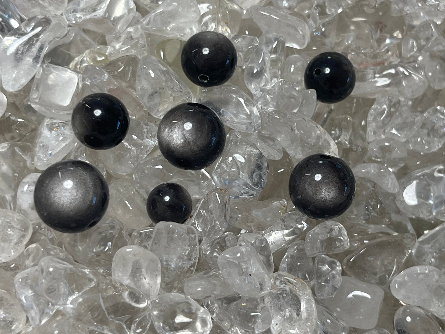 Silver Sheen Obsidian Beads